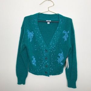 NWT Lewit Teal Sea V-Neck Cardigan